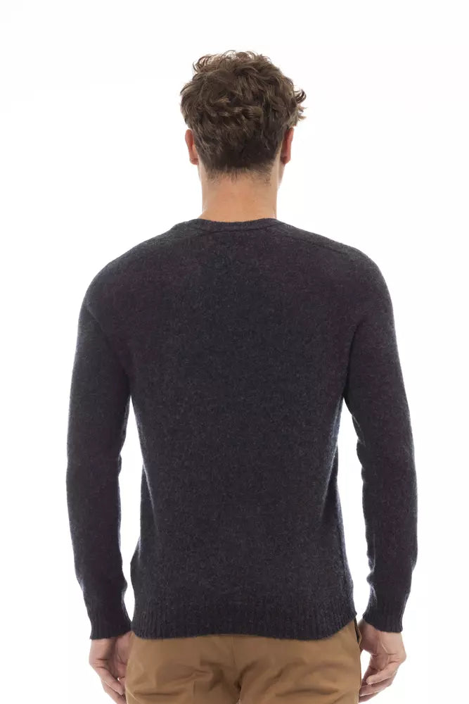 Alpha Studio Black Wool Sweater for Men