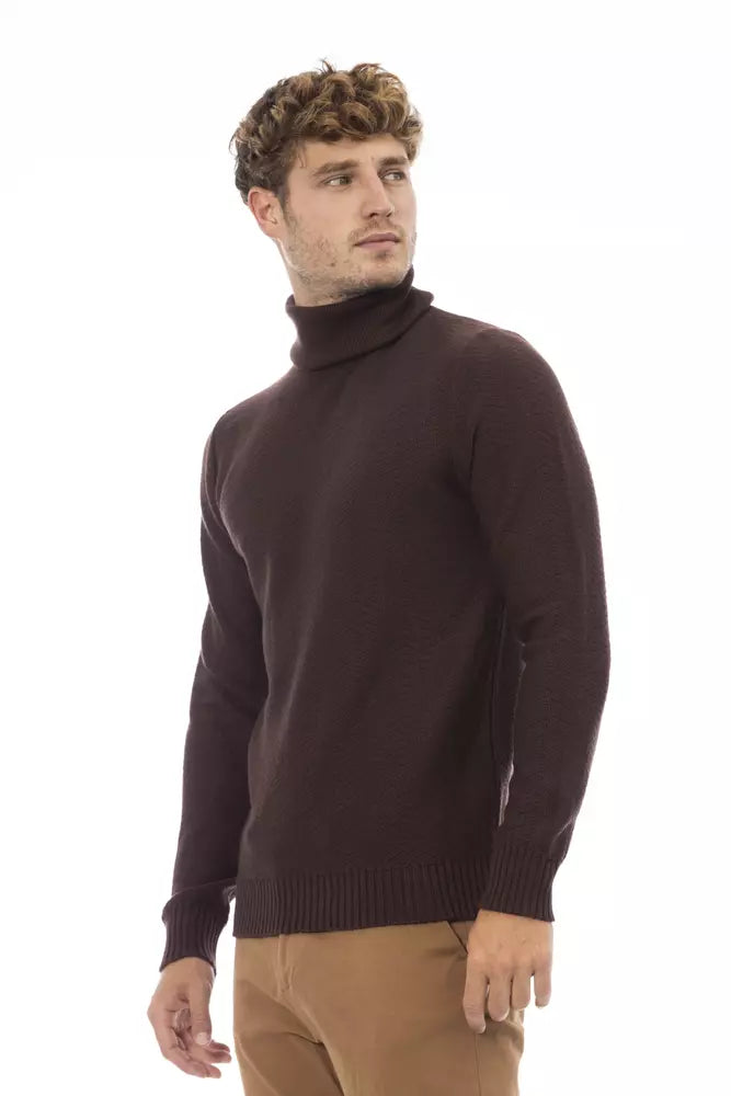 Alpha Studio Brauner Pullover aus Merinowolle für Männer