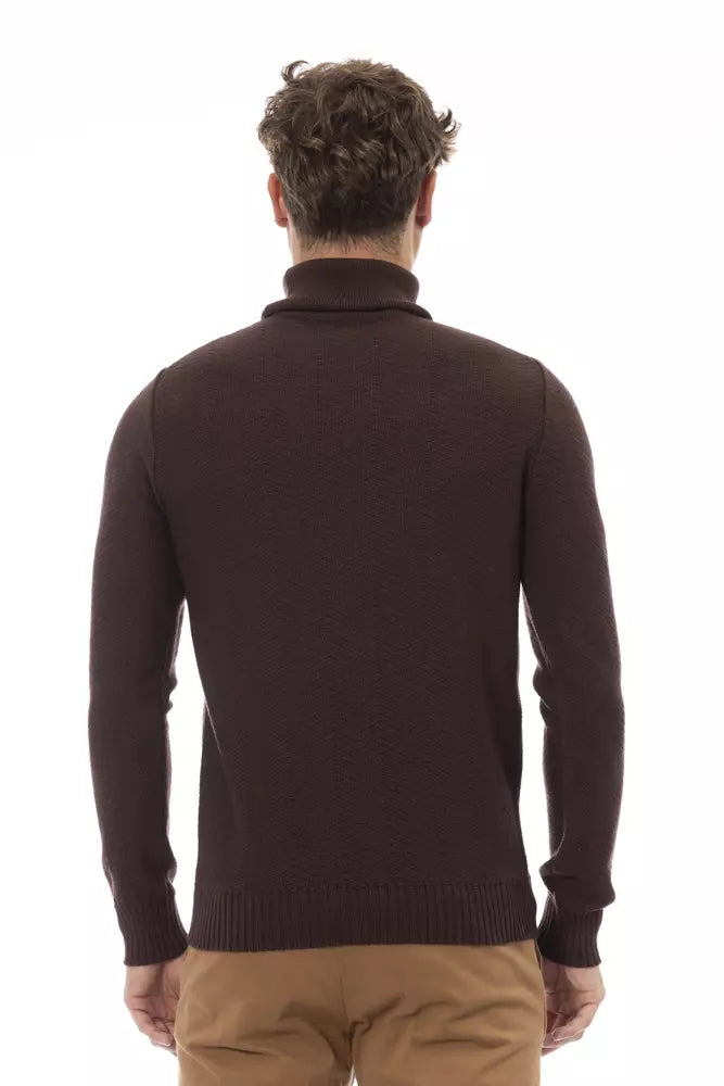 Alpha Studio Brauner Pullover aus Merinowolle für Männer