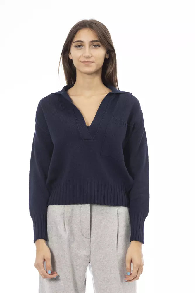 Alpha Studio Blue Wool Sweater for Women