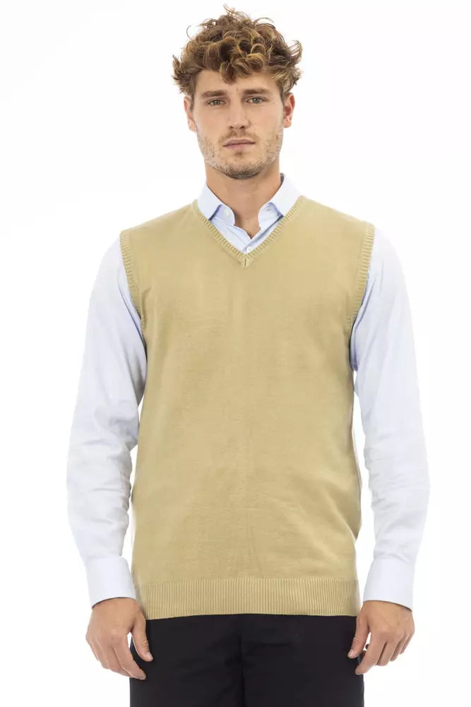 Alpha Studio Beige Viscose Men's Vest