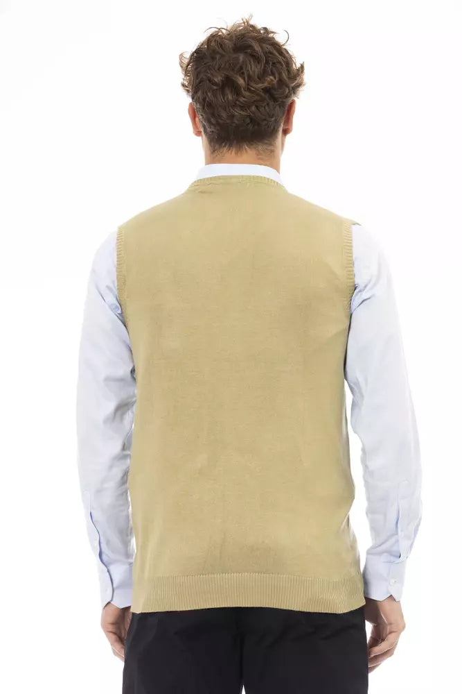 Alpha Studio Beige Viscose Men's Vest