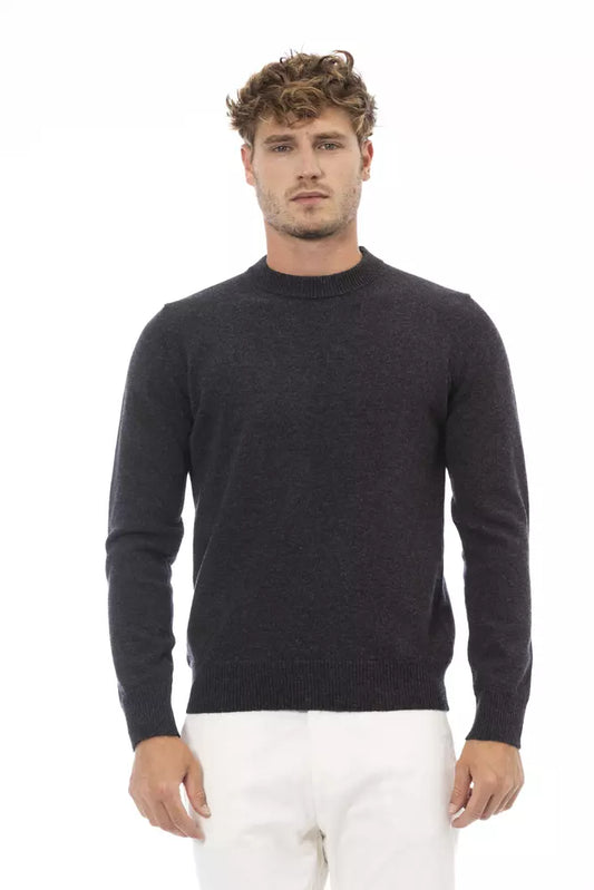 Alpha Studio Schwarzer Pullover aus Wolle für Männer