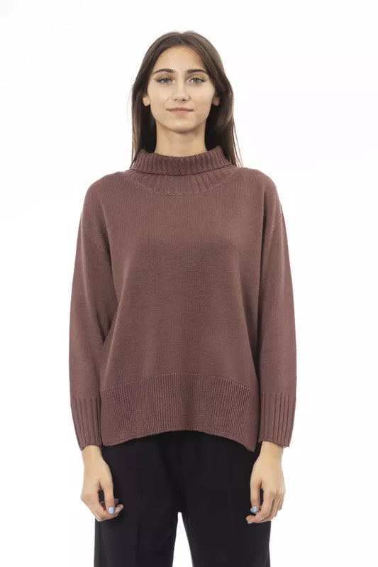 Alpha Studio Brown Merino Wool Sweater for Women