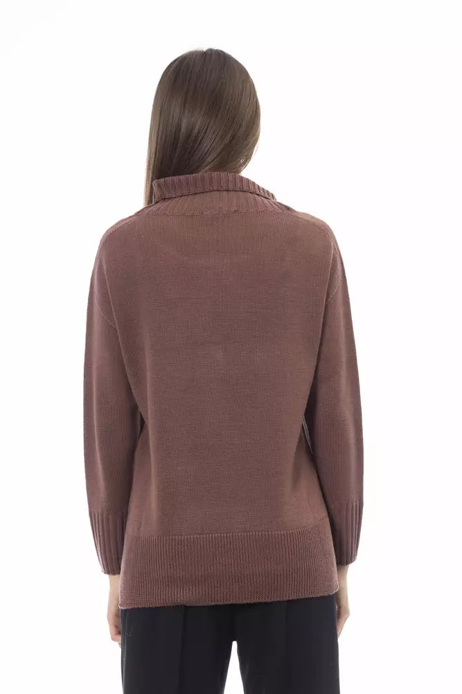 Alpha Studio Brown Merino Wool Sweater for Women