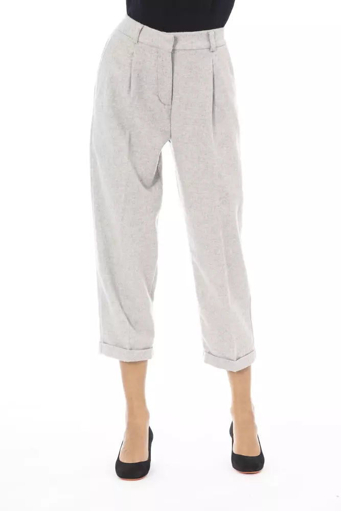 Alpha Studio Grey Wool Women's Pants