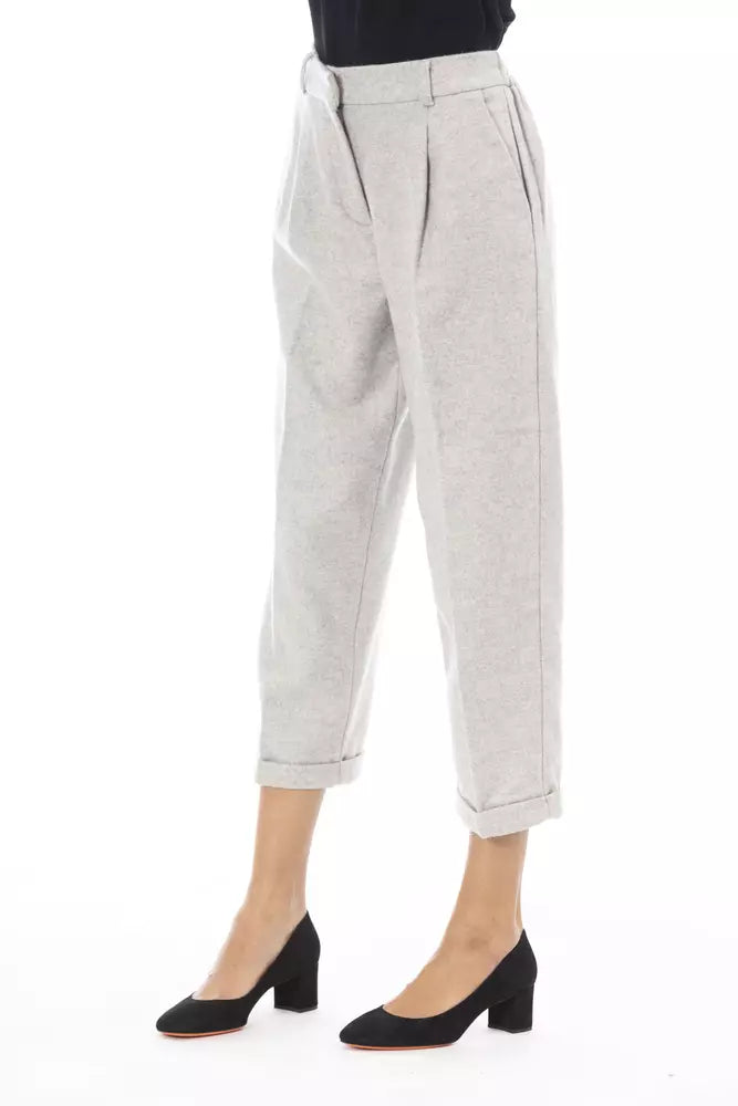 Alpha Studio Grey Wool Women's Pants