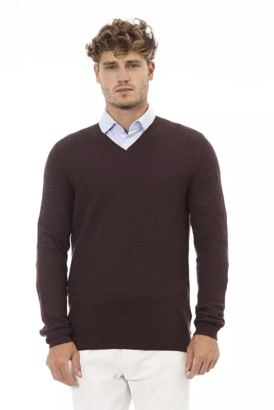 Alpha Studio Brauner Pullover aus Merinowolle für Männer