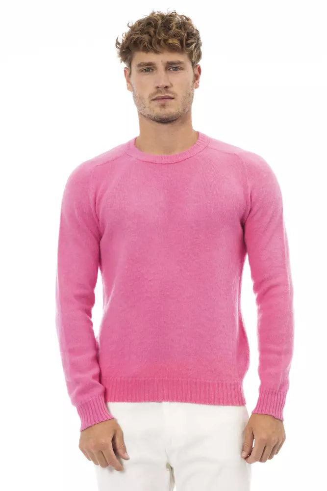 Alpha Studio Pink Wool Sweater for Men