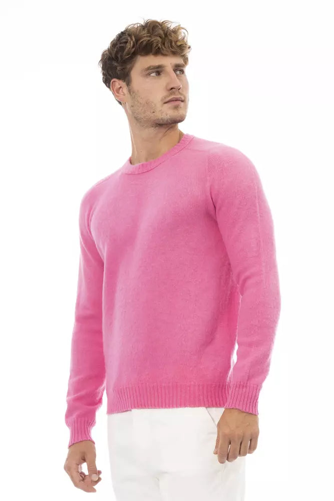 Alpha Studio Pink Wool Sweater for Men