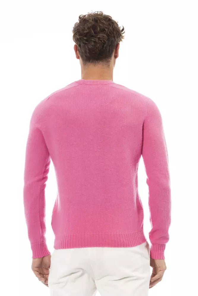 Alpha Studio Pink Wool Sweater for Men