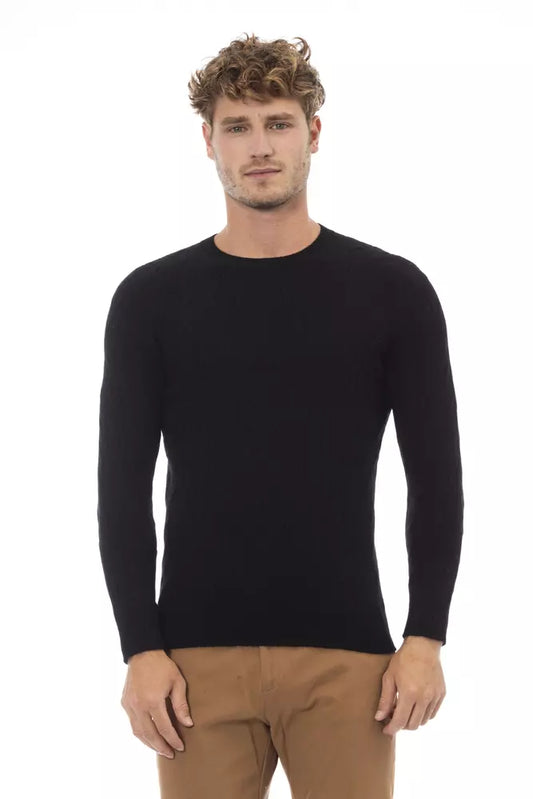 Alpha Studio Schwarzer Viskose Pullover für Männer