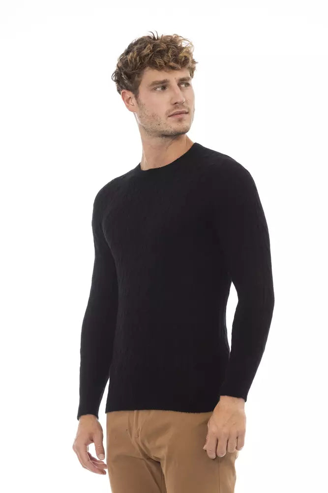 Alpha Studio Schwarzer Viskose Pullover für Männer