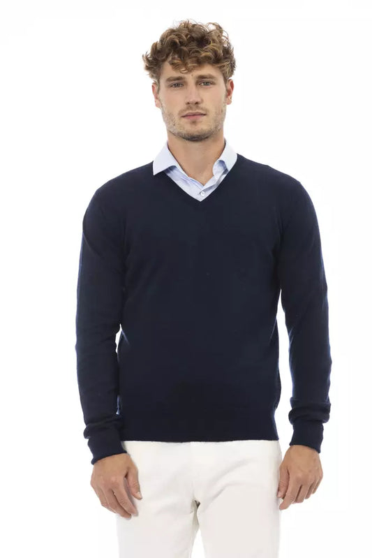 Alpha Studio Blauer Pullover aus Wolle für Männer