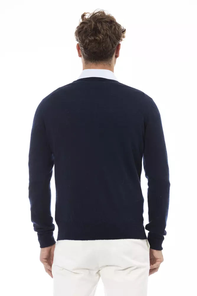 Alpha Studio Blauer Pullover aus Wolle für Männer