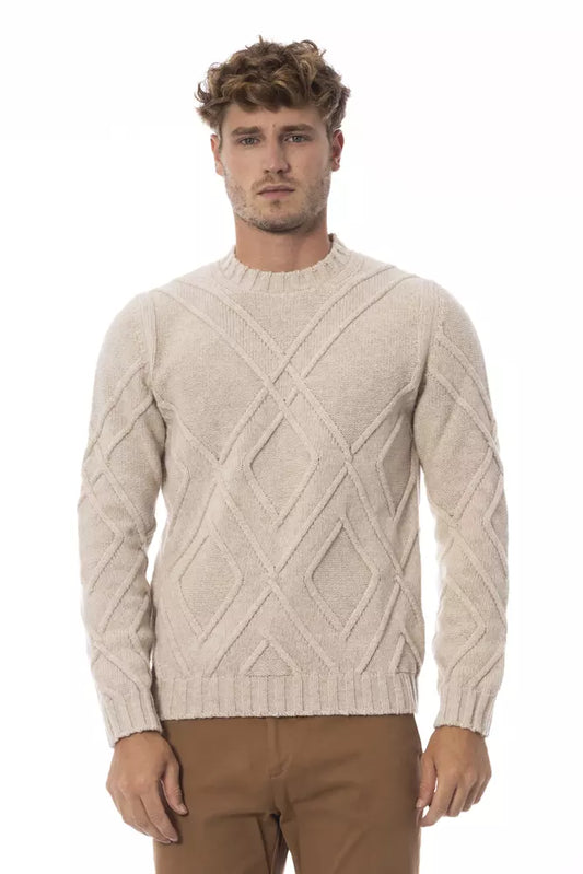 Alpha Studio Beige Merinowolle Herren Pullover