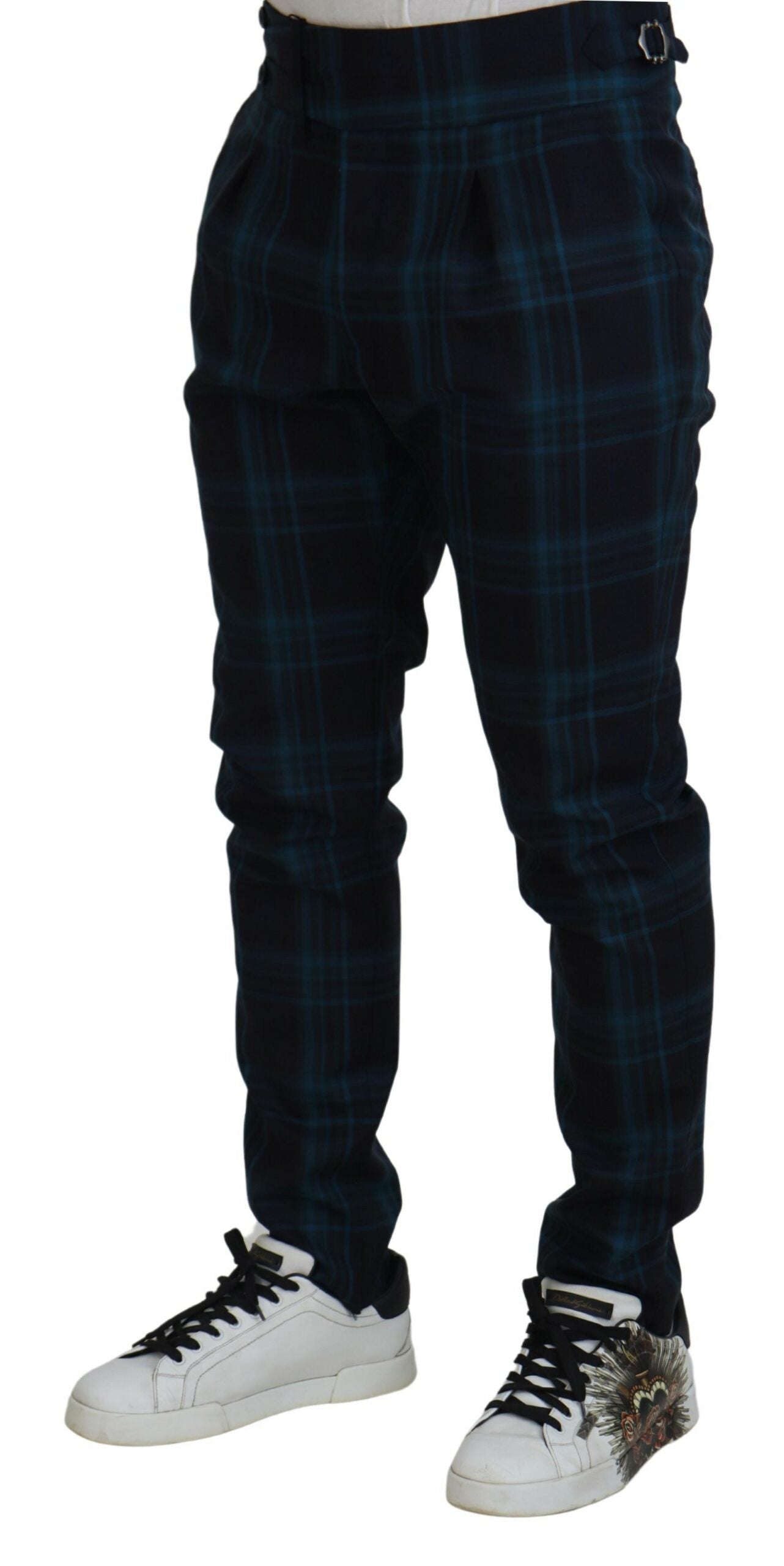 Dolce &amp; Gabbana Elegant Checked Wool Dress Pants