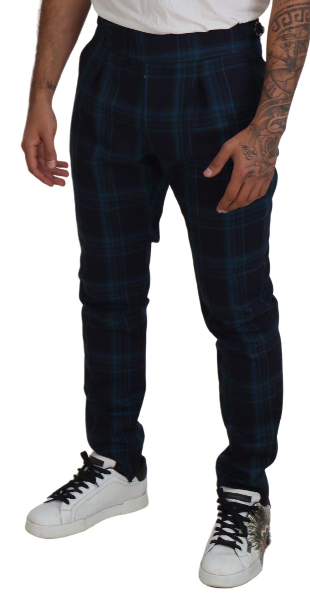 Dolce &amp; Gabbana Elegant Checked Wool Dress Pants