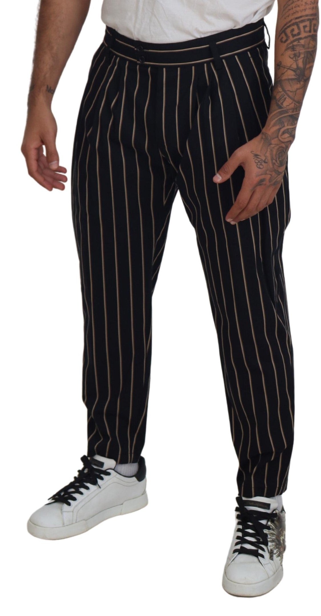 Dolce &amp; Gabbana Elegant striped chino tapered trousers