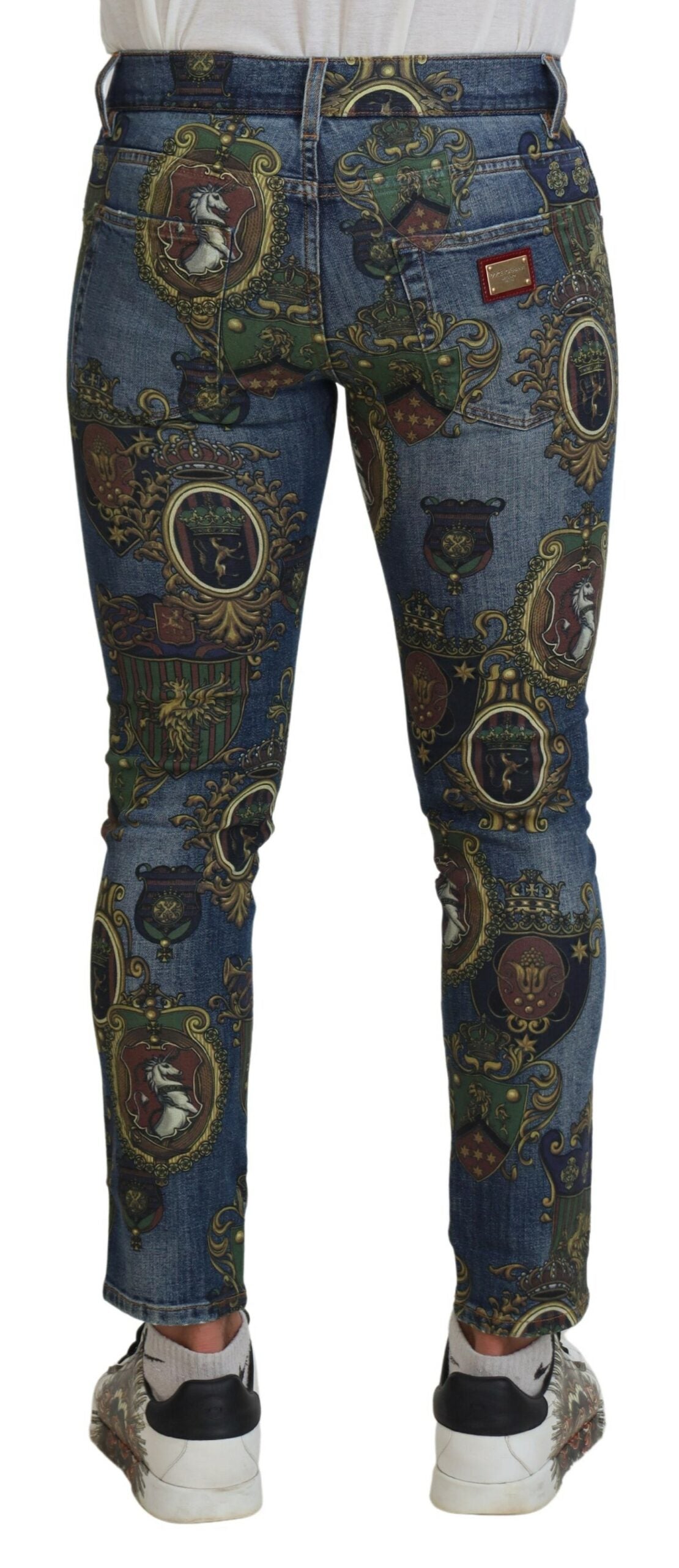 Dolce &amp; Gabbana Elegant printed denim jeans in slim fit