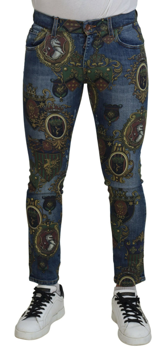 Dolce &amp; Gabbana Elegant printed denim jeans in slim fit