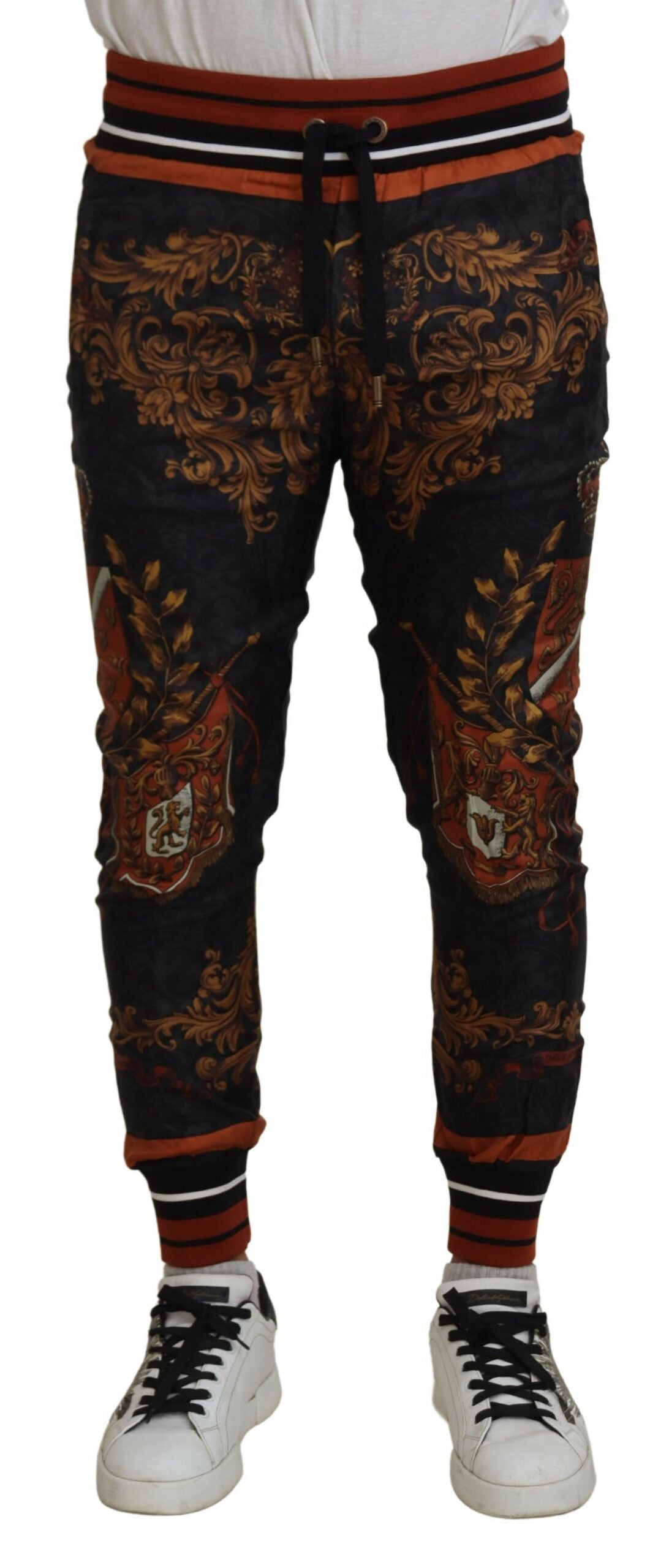 Dolce &amp; Gabbana Baroque Crown Silk Sweatpants