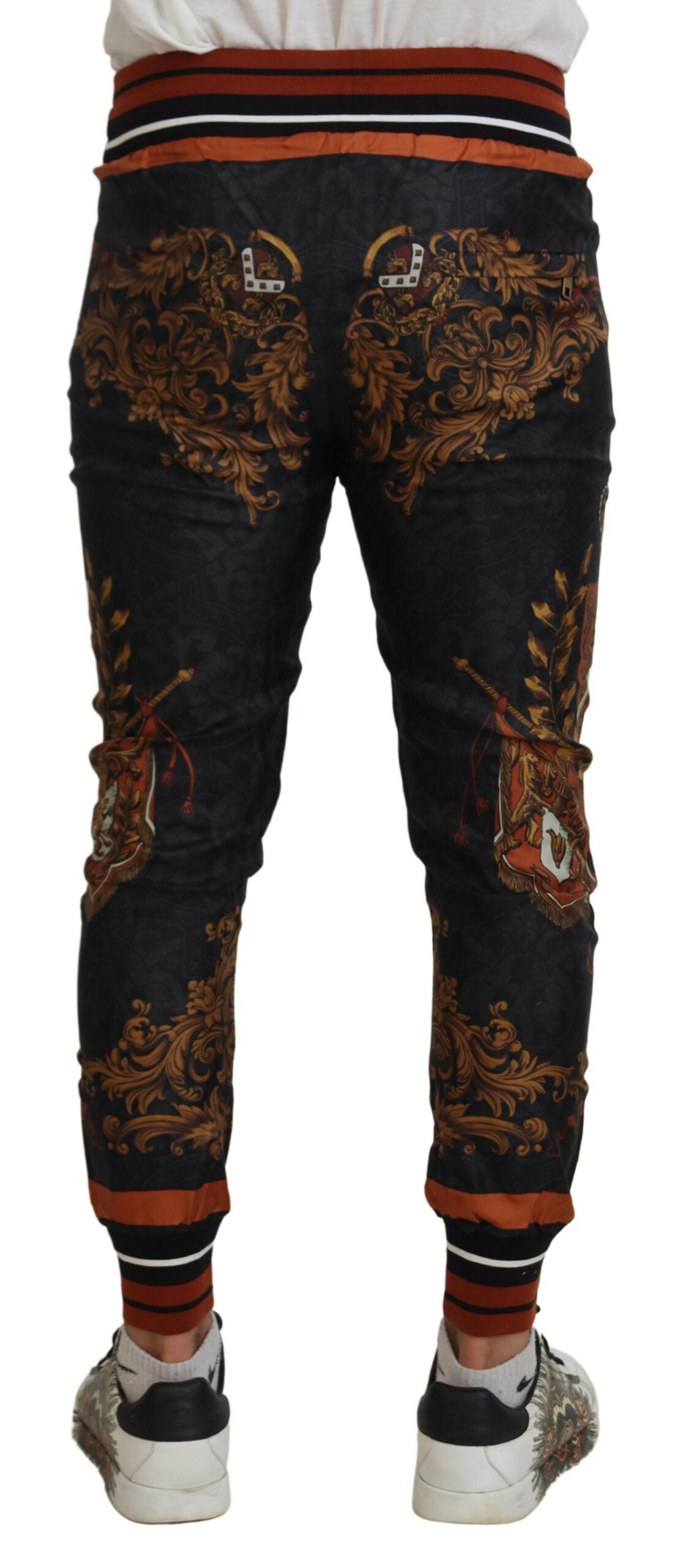 Dolce &amp; Gabbana Baroque Crown Silk Sweatpants