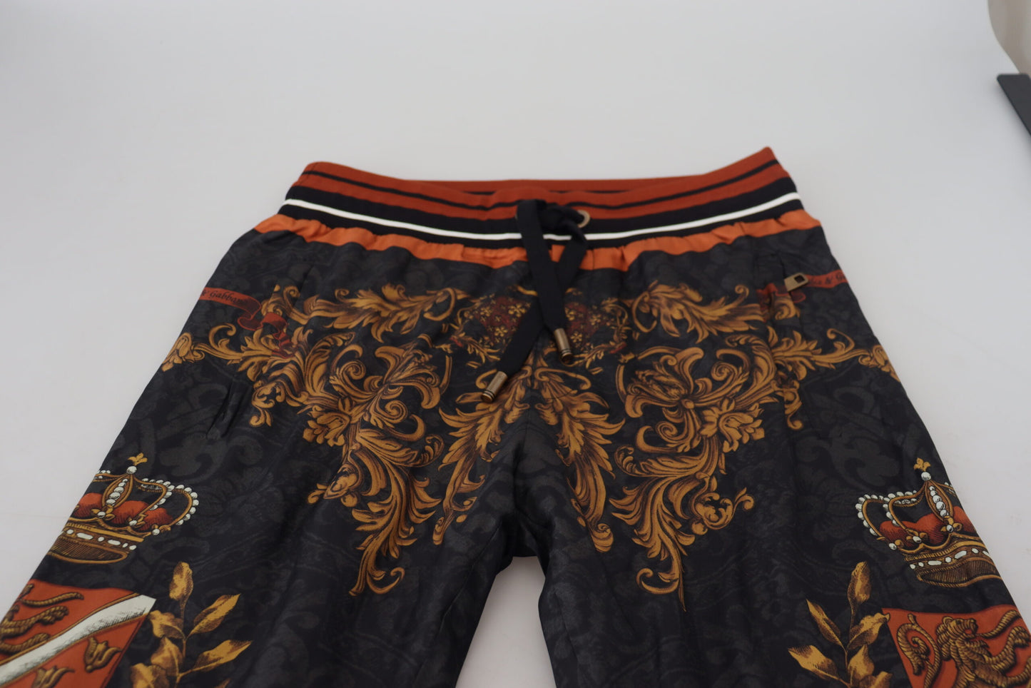 Dolce &amp; Gabbana Baroque Crown Silk Sweatpants