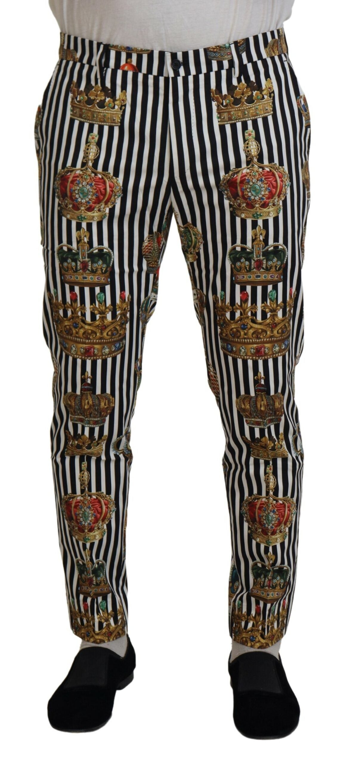 Dolce &amp; Gabbana Elegant chino trousers with gold crown stripes