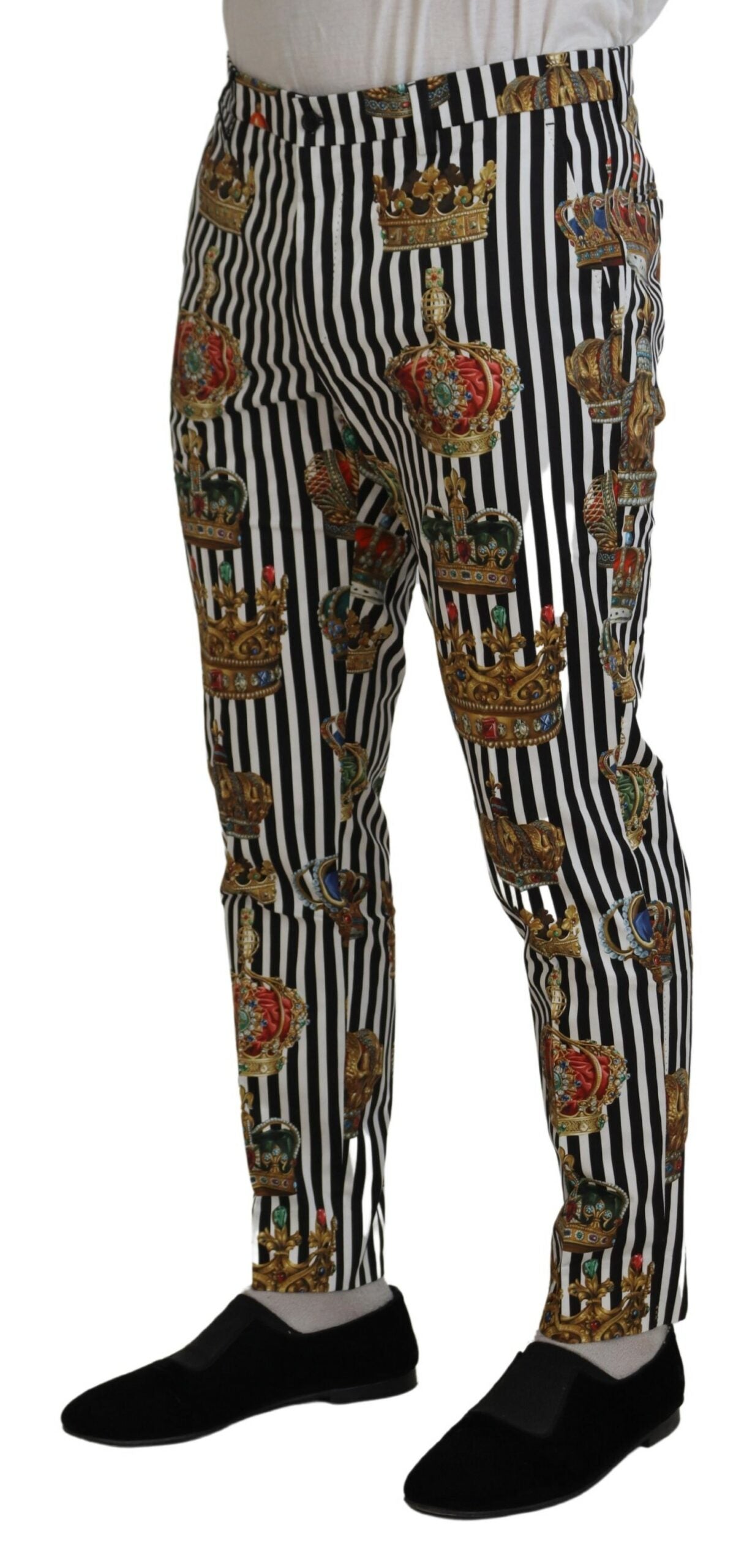 Dolce &amp; Gabbana Elegant chino trousers with gold crown stripes