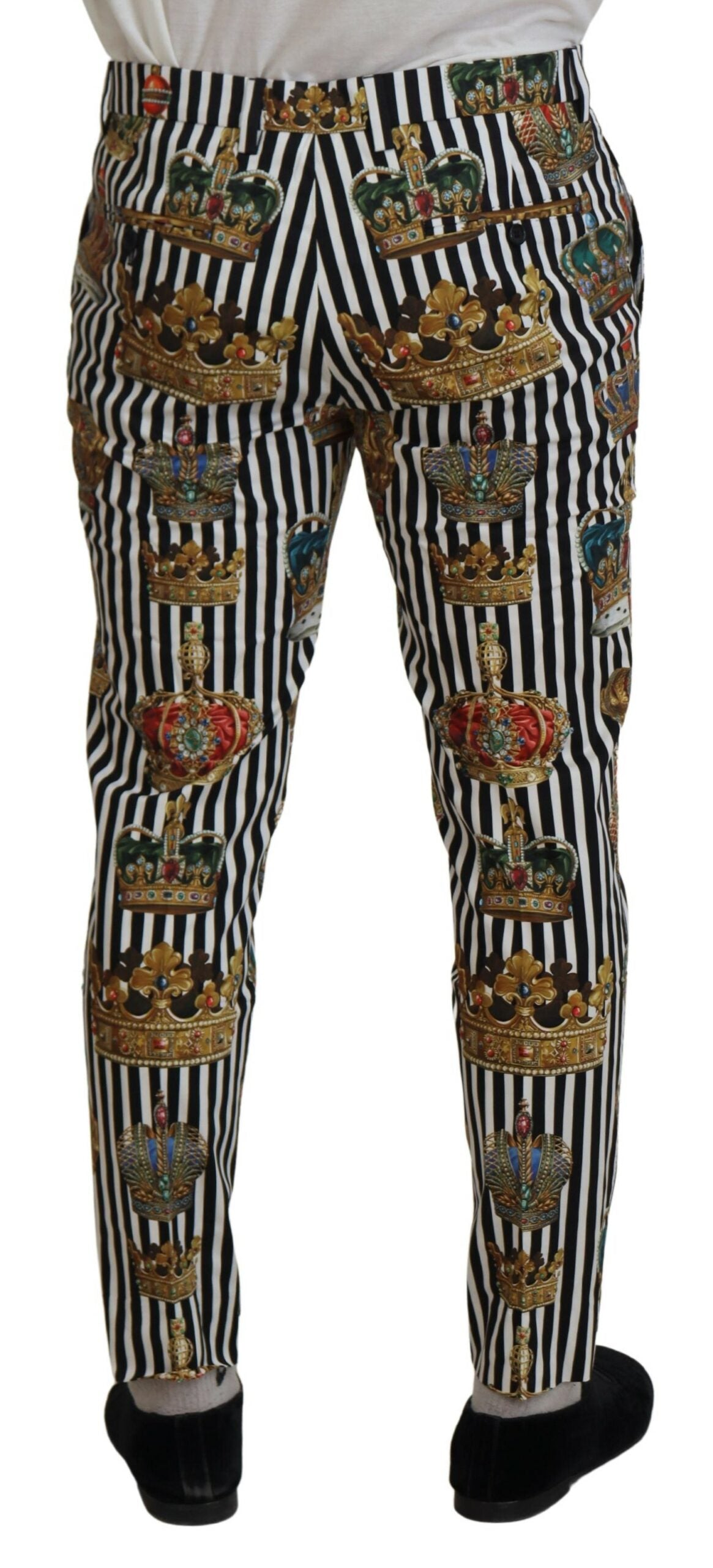 Dolce &amp; Gabbana Elegant chino trousers with gold crown stripes