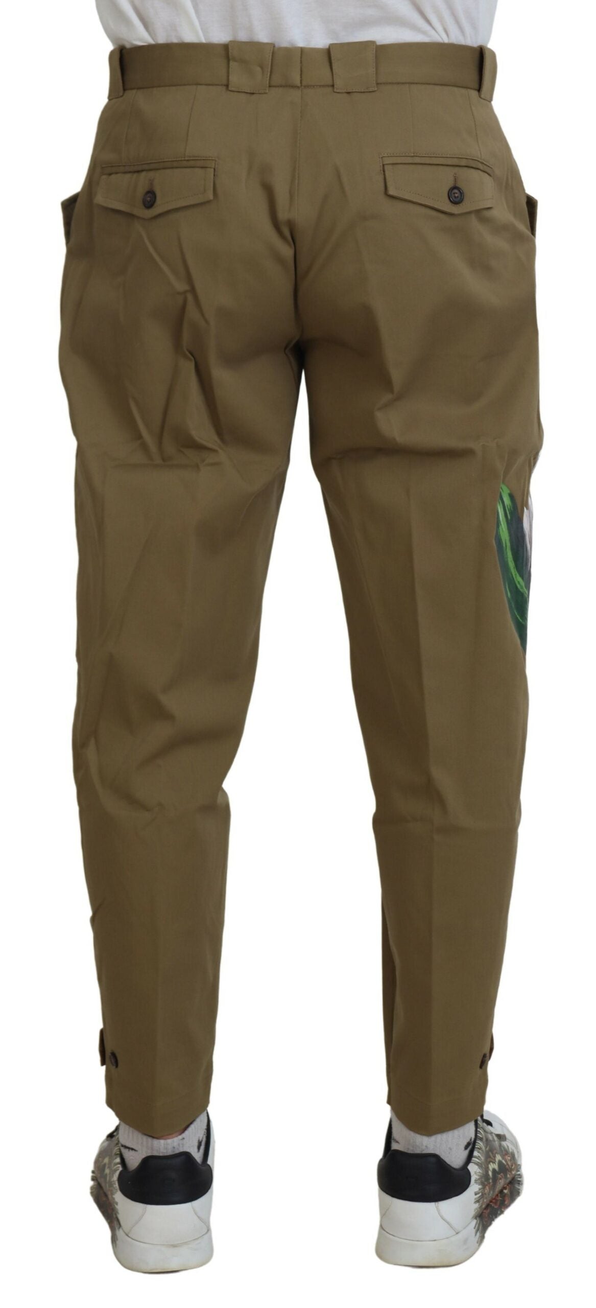 Dolce & Gabbana Exquisite Chino-Hose mit Blumenmuster in Beige