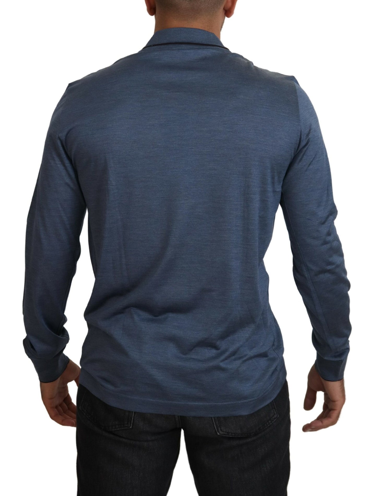 Dolce & Gabbana Eleganter Pullover aus blauer Seide