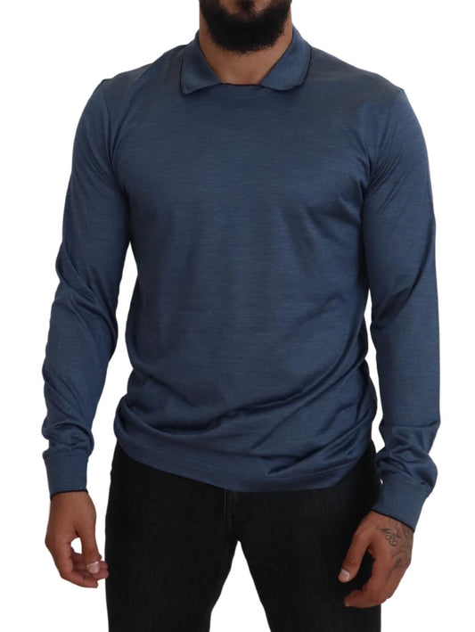 Dolce & Gabbana Eleganter Pullover aus blauer Seide