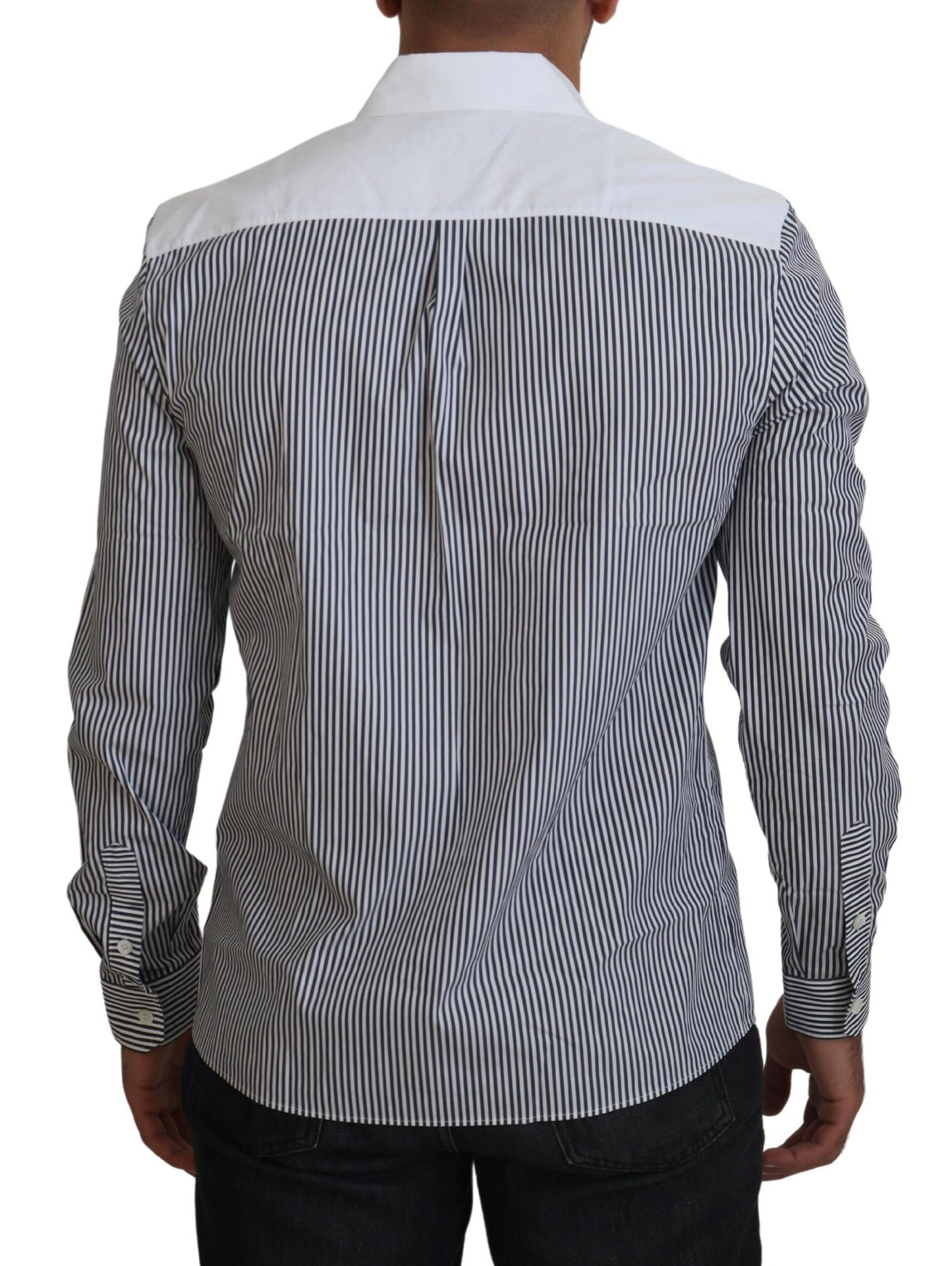 Dolce &amp; Gabbana slim fit striped casual shirt with canal motif