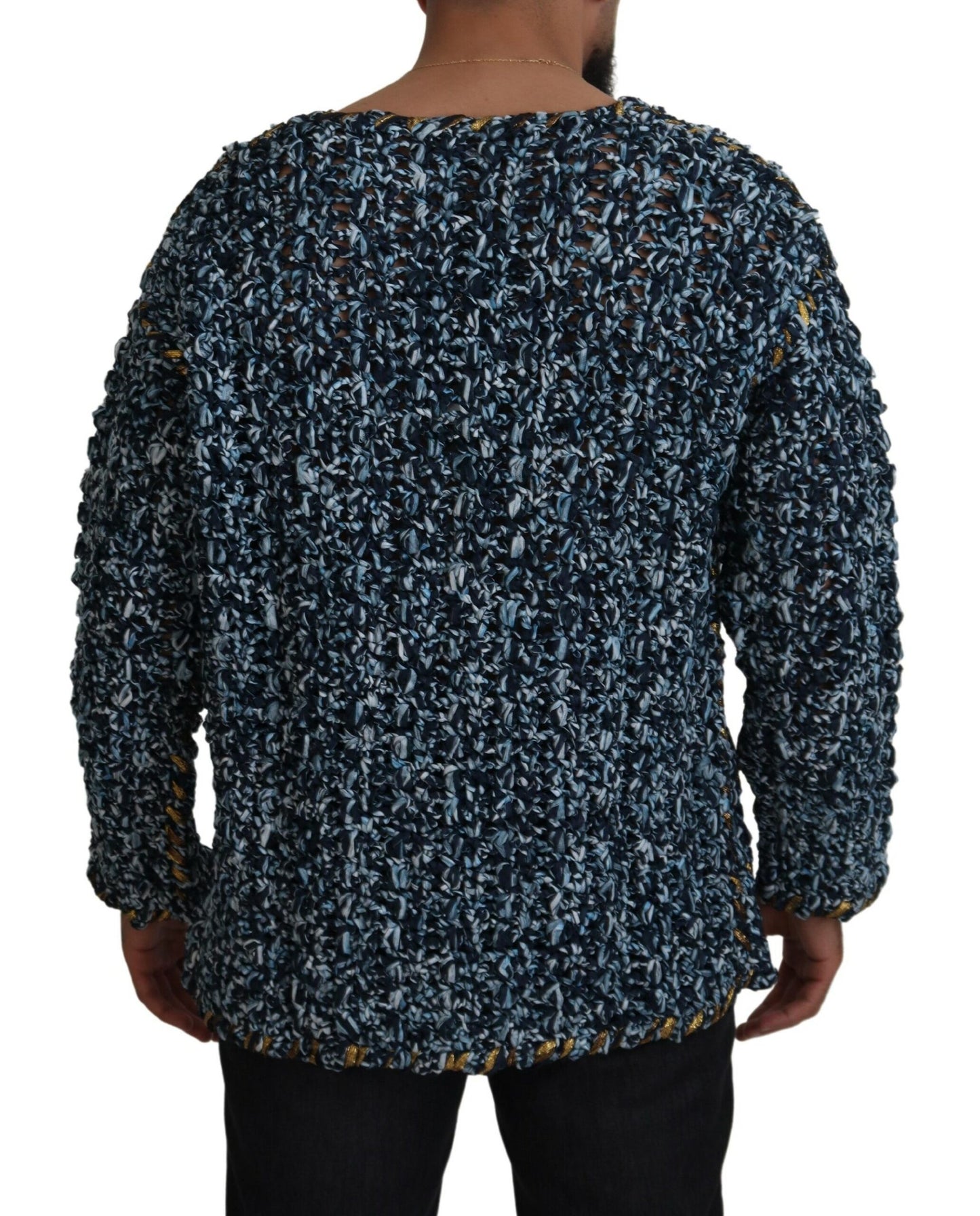 Dolce & Gabbana Eleganter blauer Strickpullover mit V-Ausschnitt