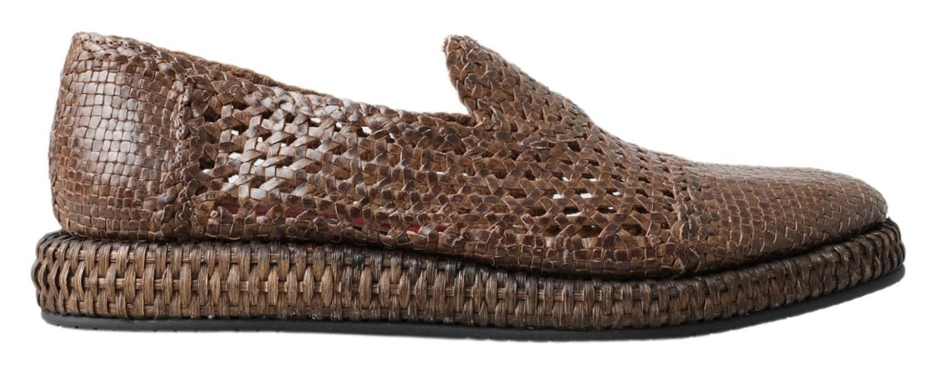 Dolce &amp; Gabbana Elegant Leather Slippers in Brown