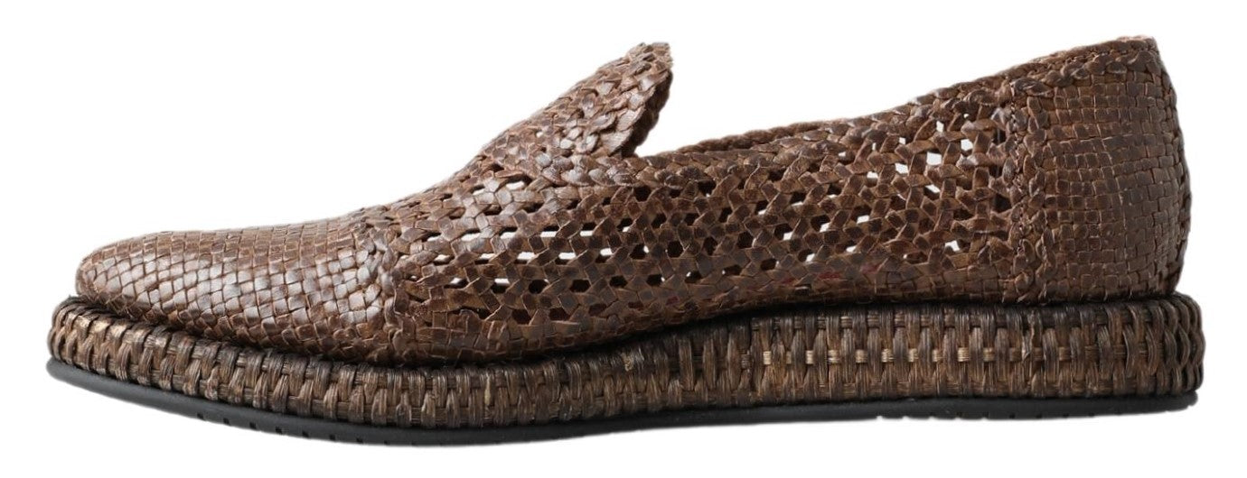 Dolce &amp; Gabbana Elegant Leather Slippers in Brown