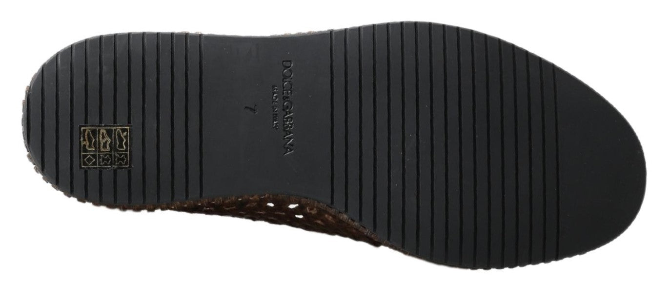 Dolce &amp; Gabbana Elegant Leather Slippers in Brown