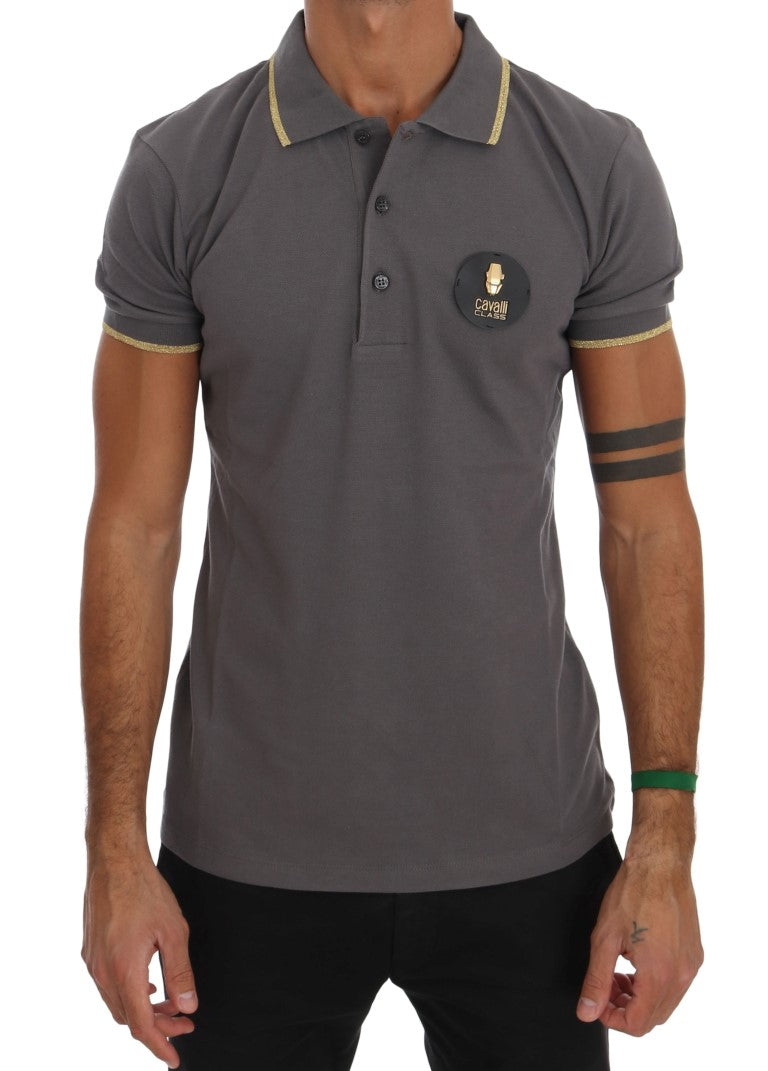 Roberto Cavalli Elegant polo shirt in grey cotton