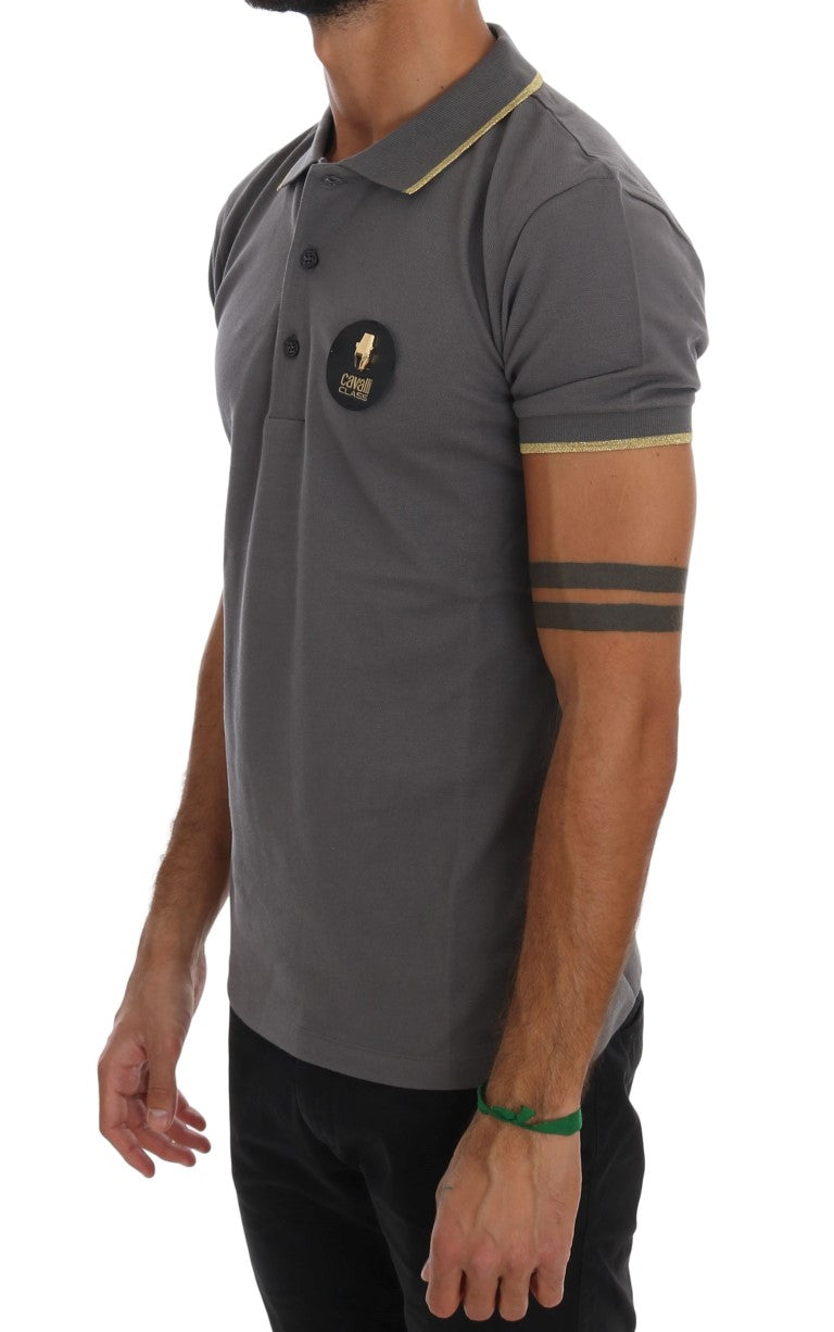 Roberto Cavalli Elegant polo shirt in grey cotton