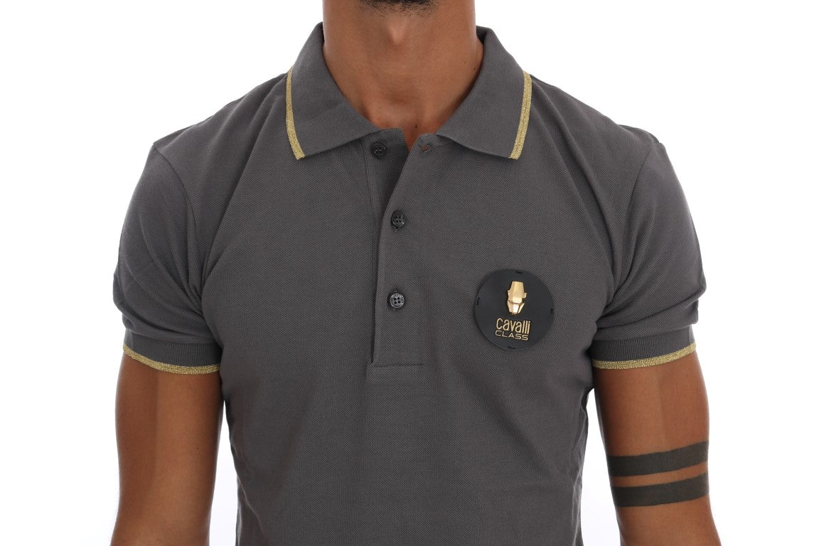 Roberto Cavalli Elegant polo shirt in grey cotton