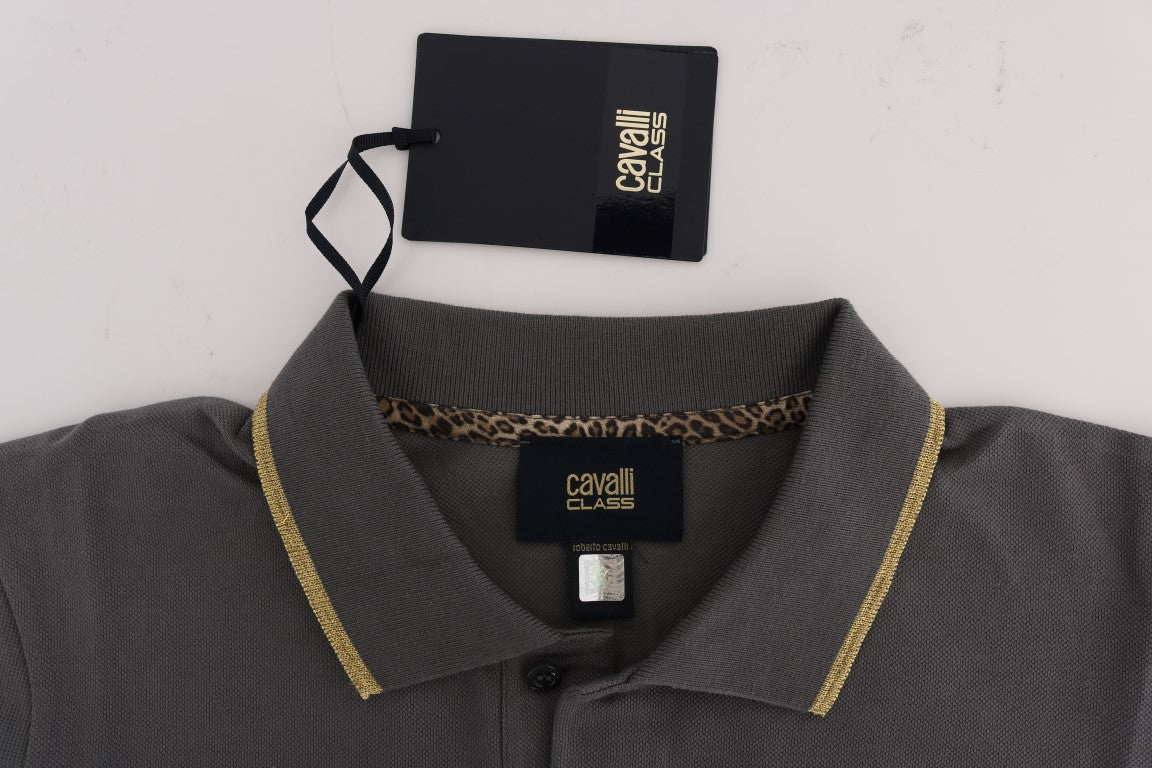 Roberto Cavalli Elegant polo shirt in grey cotton