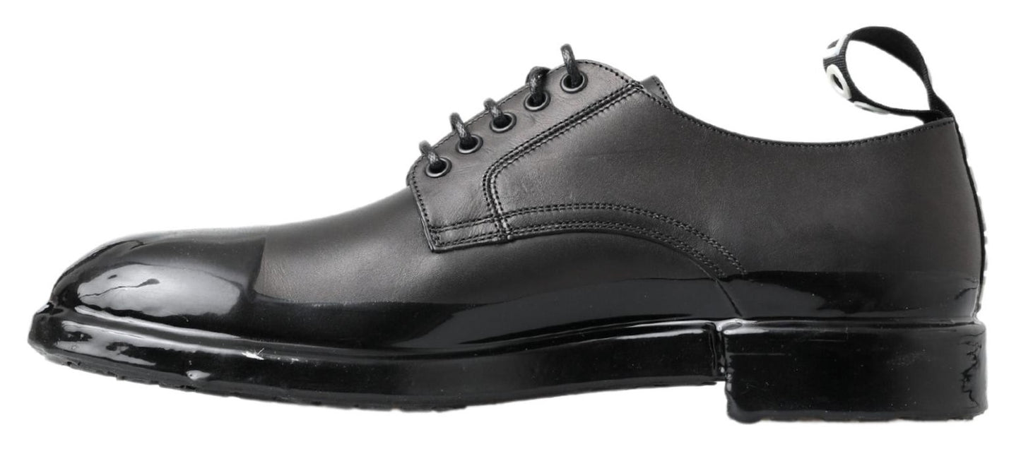 Dolce &amp; Gabbana Elegant Derby Lace-Up Shoes in Black Leather