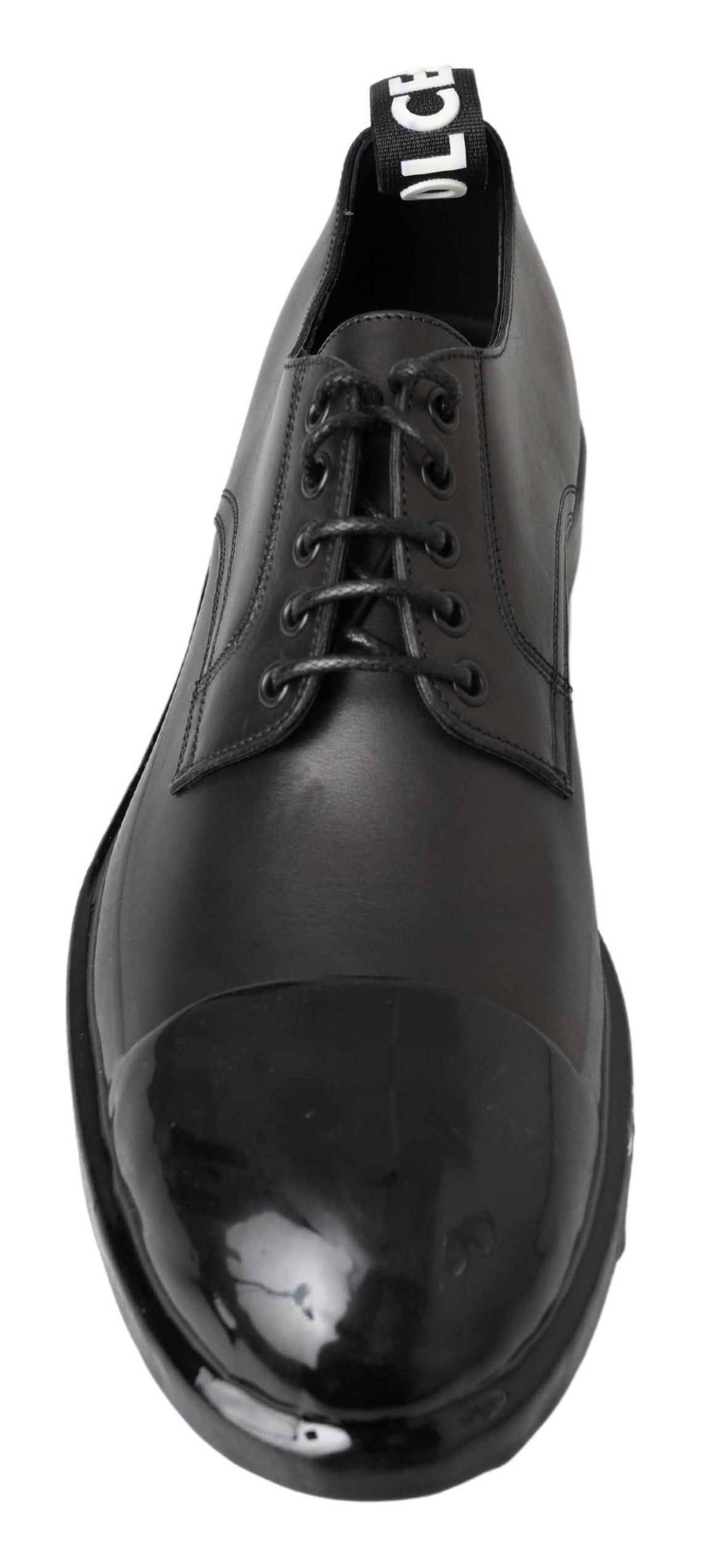 Dolce &amp; Gabbana Elegant Derby Lace-Up Shoes in Black Leather