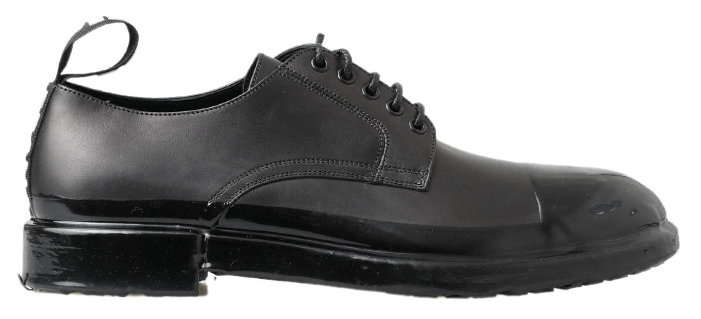 Dolce &amp; Gabbana Elegant Derby Lace-Up Shoes in Black Leather