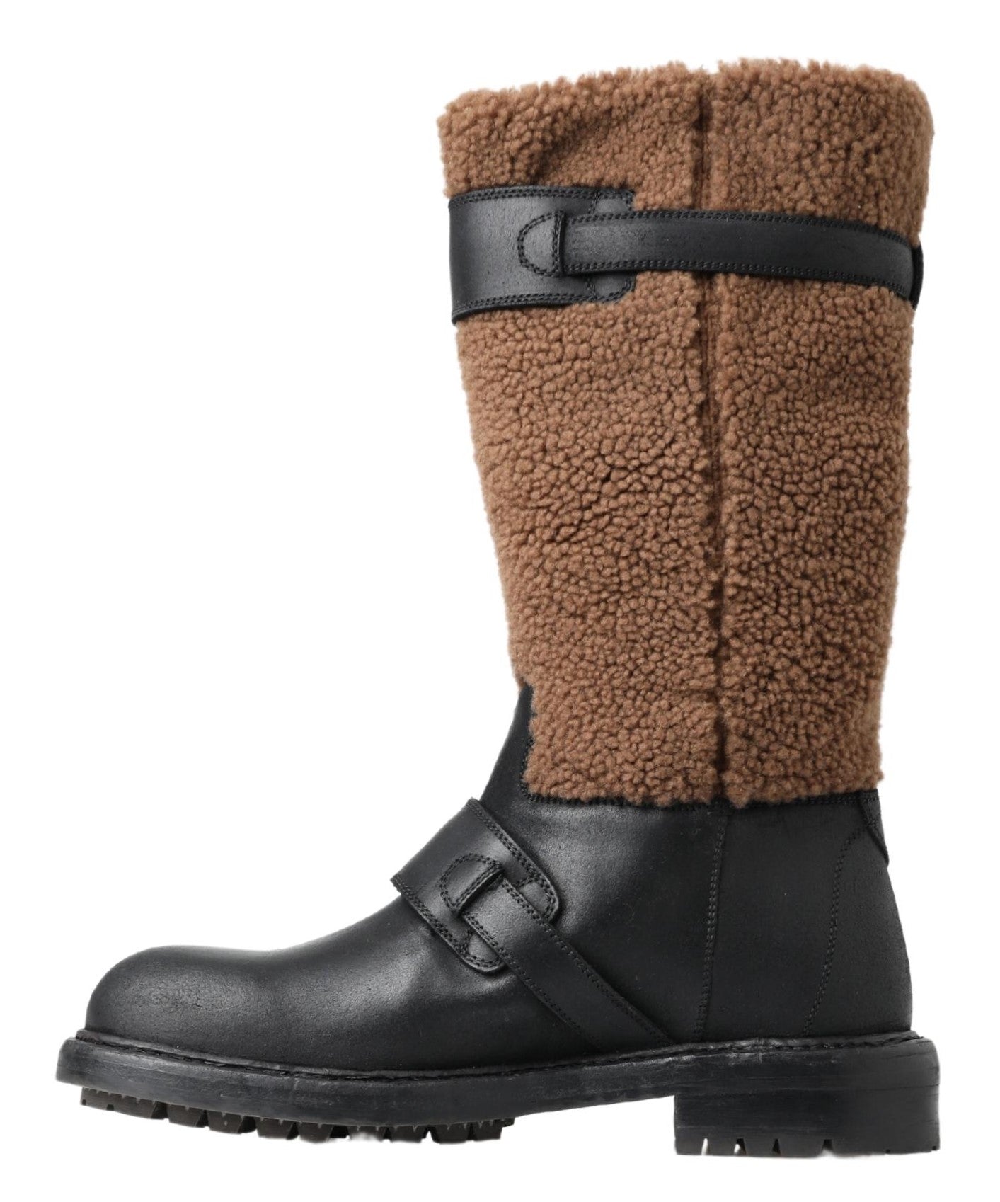 Dolce &amp; Gabbana Long boots in black shearling leather