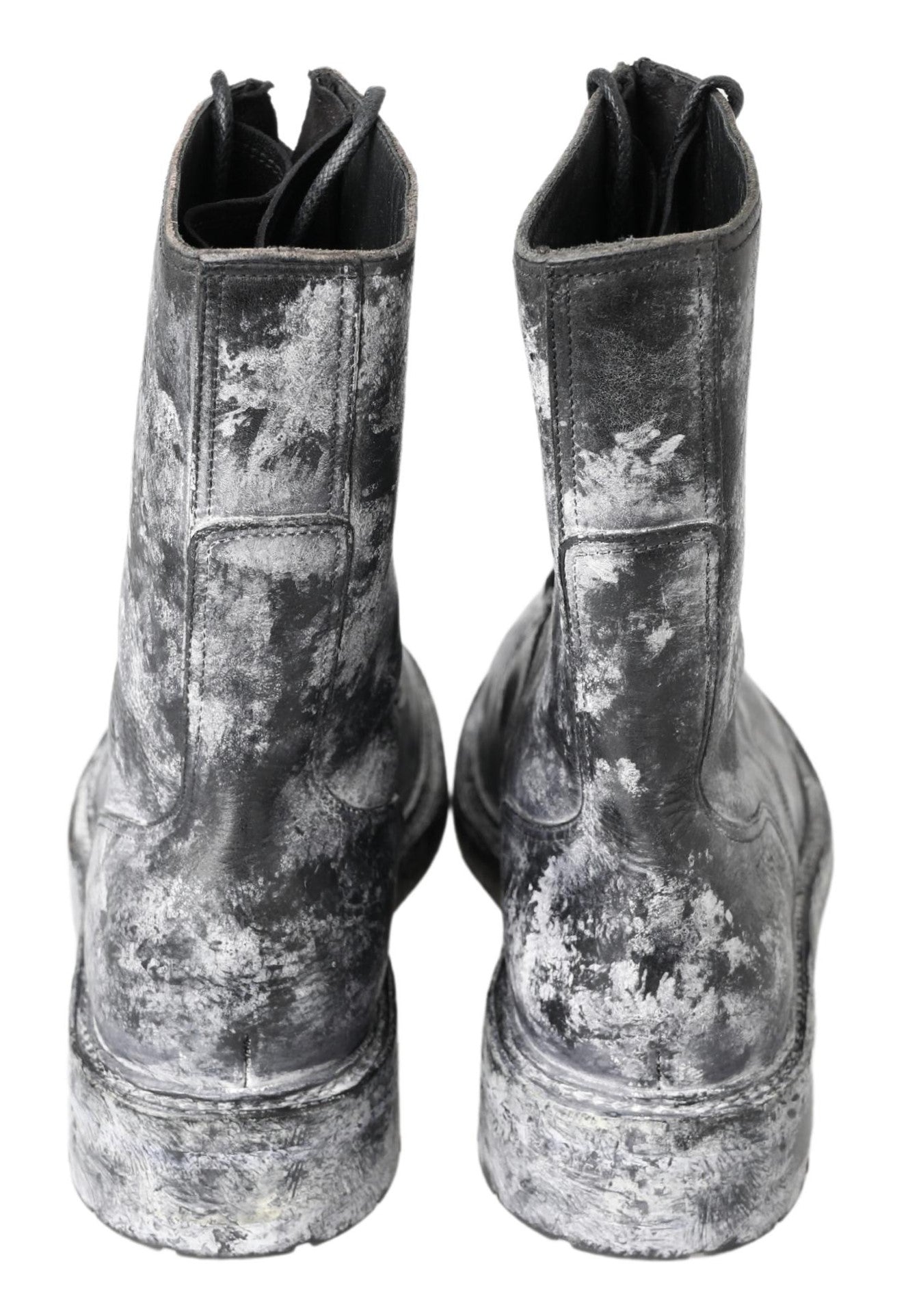 Dolce &amp; Gabbana Chic black lace-up boots with grey and white coloring