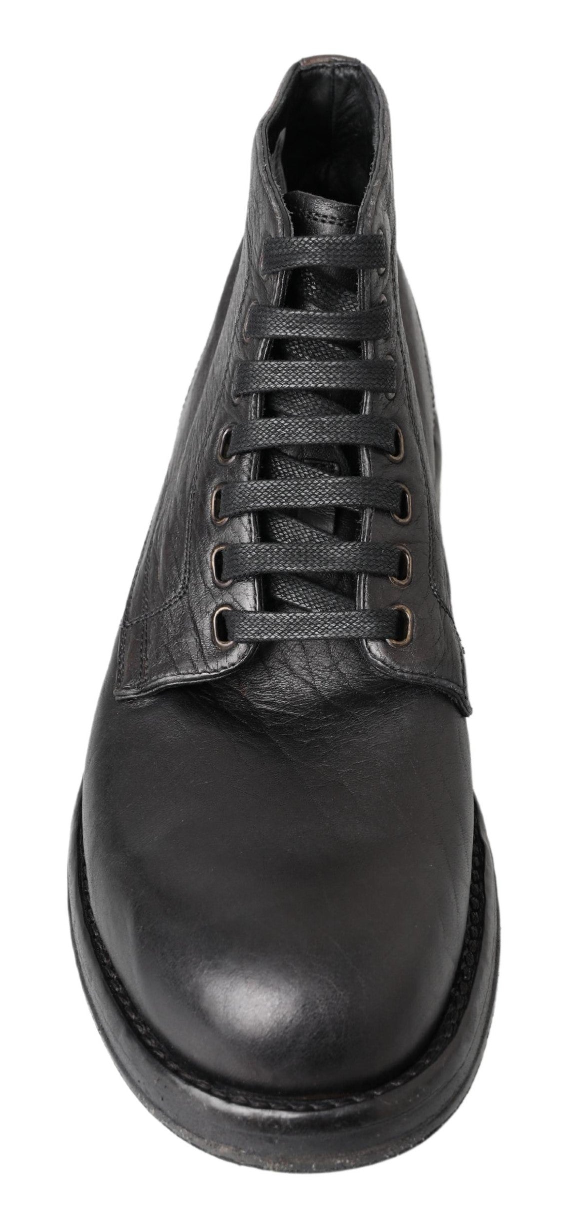 Dolce &amp; Gabbana Equisite Black Leather Lace-Up Boots