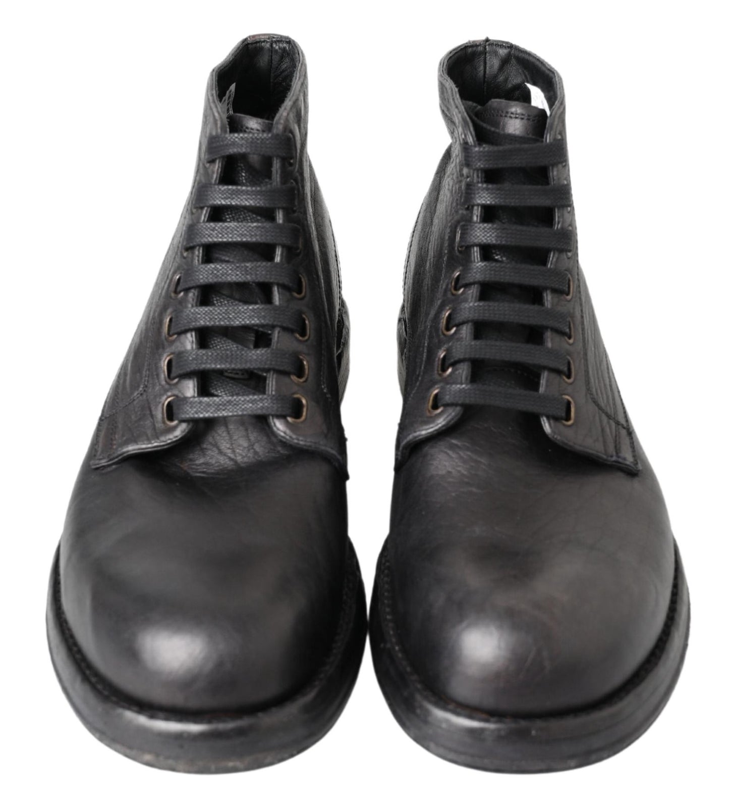 Dolce &amp; Gabbana Equisite Black Leather Lace-Up Boots